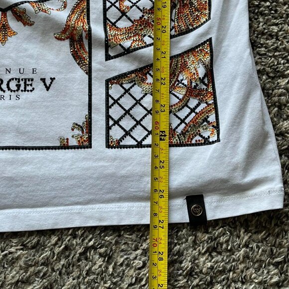 Avenue George V Paris White Y2K Studded Shirt Men Large Streetwear Casual Tee - Picture 8 of 8